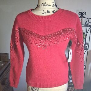 NWT Between Kids Red Sweater with Sequin Detail Size 12